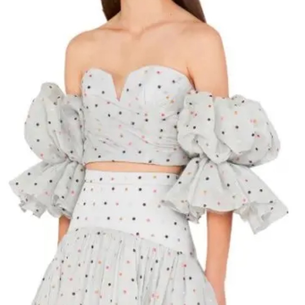 Beulah Light Gray Polka Dot Top size medium